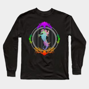 Framed Sea Unicorn (neon) Long Sleeve T-Shirt